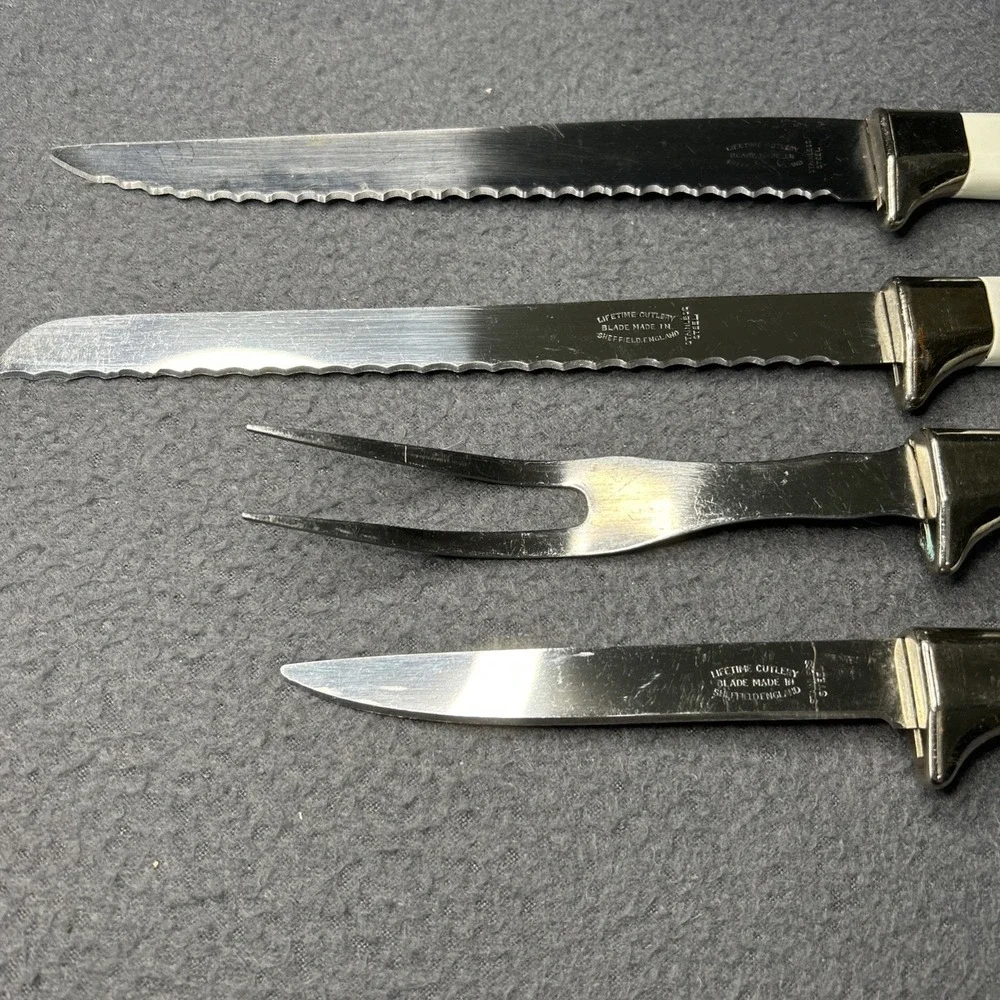 Vintage Lifetime‎ Cutlery 4-Piece Knife Set Sheffield England Cornflower Pattern